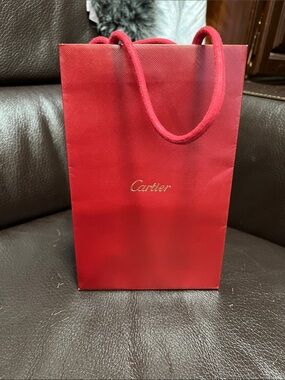 Cartier Small Red Shopping Bag with Gold Script